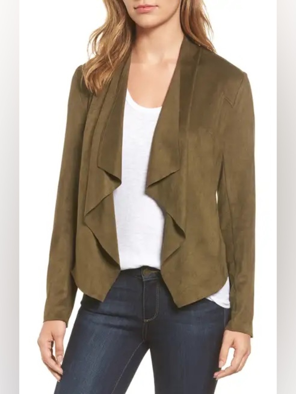 NWOT Kut from the Kloth Olive Green Faux Suede Draped Jacket